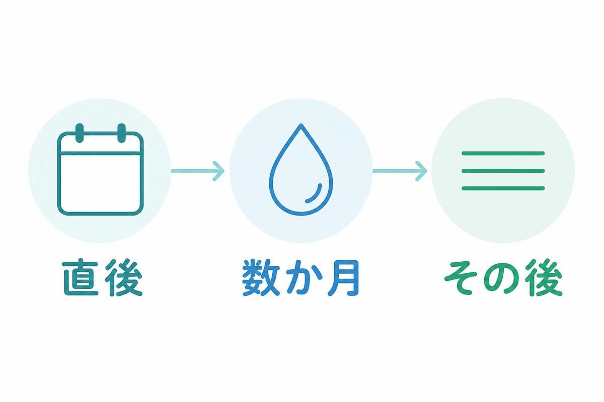 服用終了後の経過を3つの時期で示す時系列図