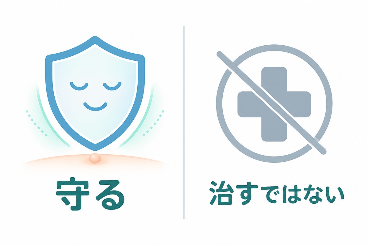 パッチの役割は治すことではなく守ることを示す図解