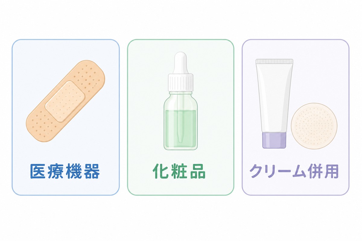 ニキビパッチの法規上の3分類を示す図解