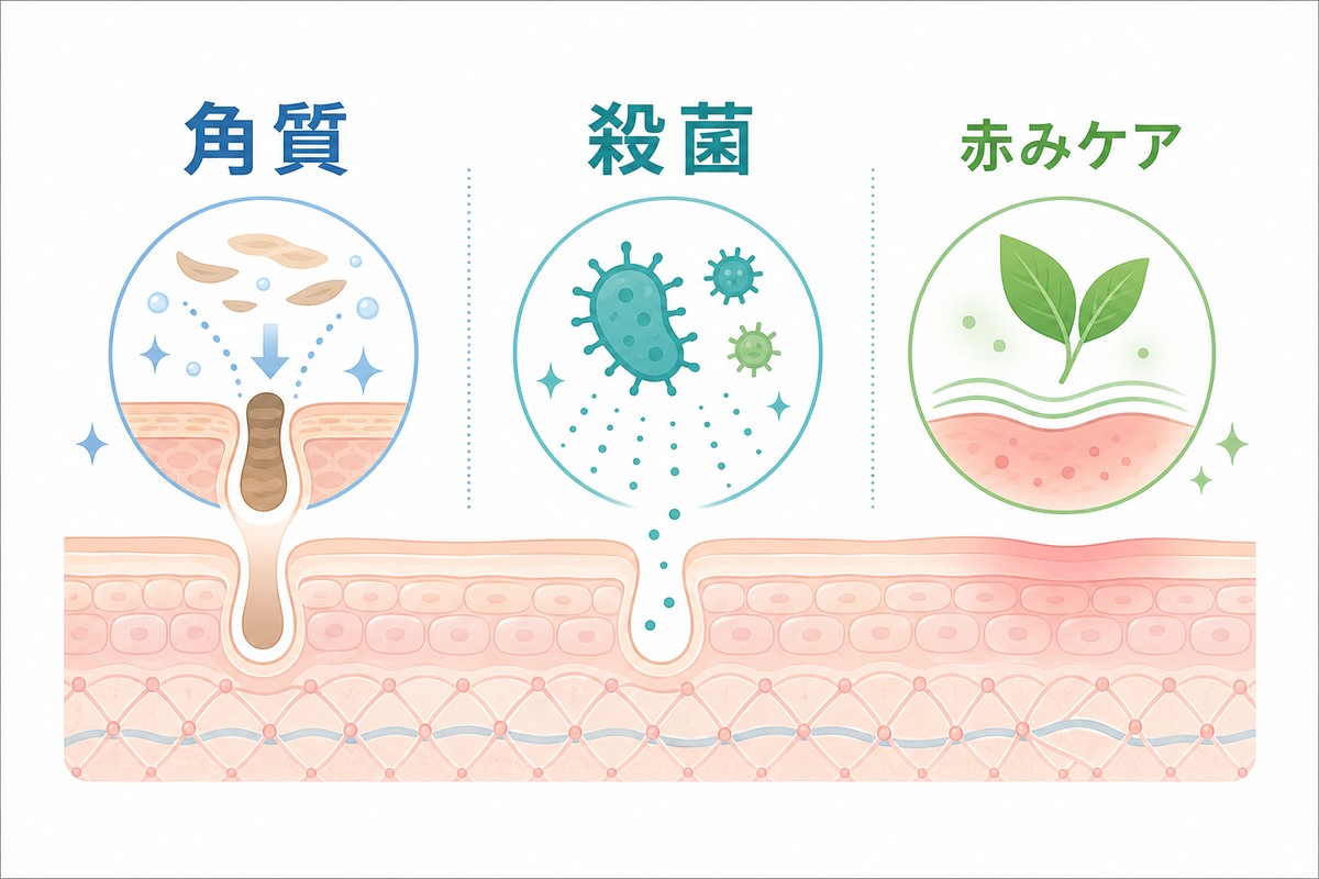 3つの有効成分の働きを示す図解