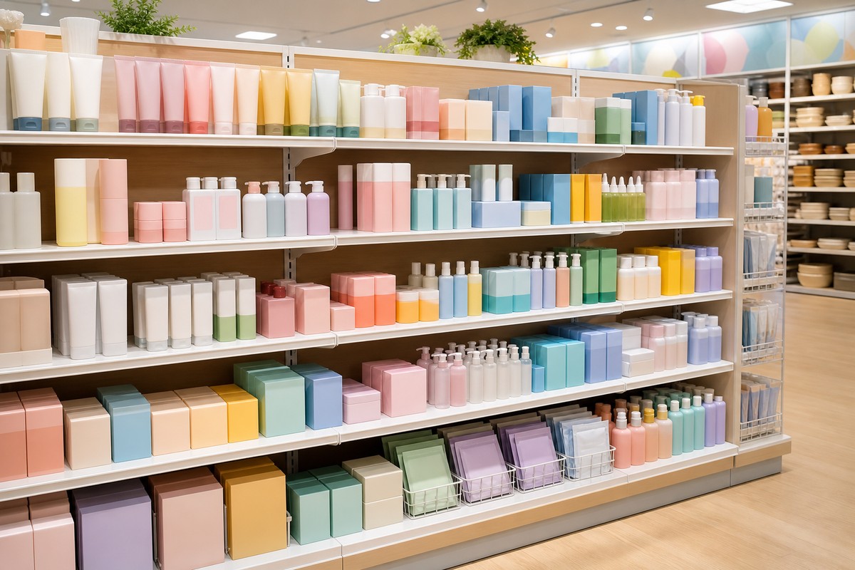 バラエティショップの化粧品コーナーのイメージ