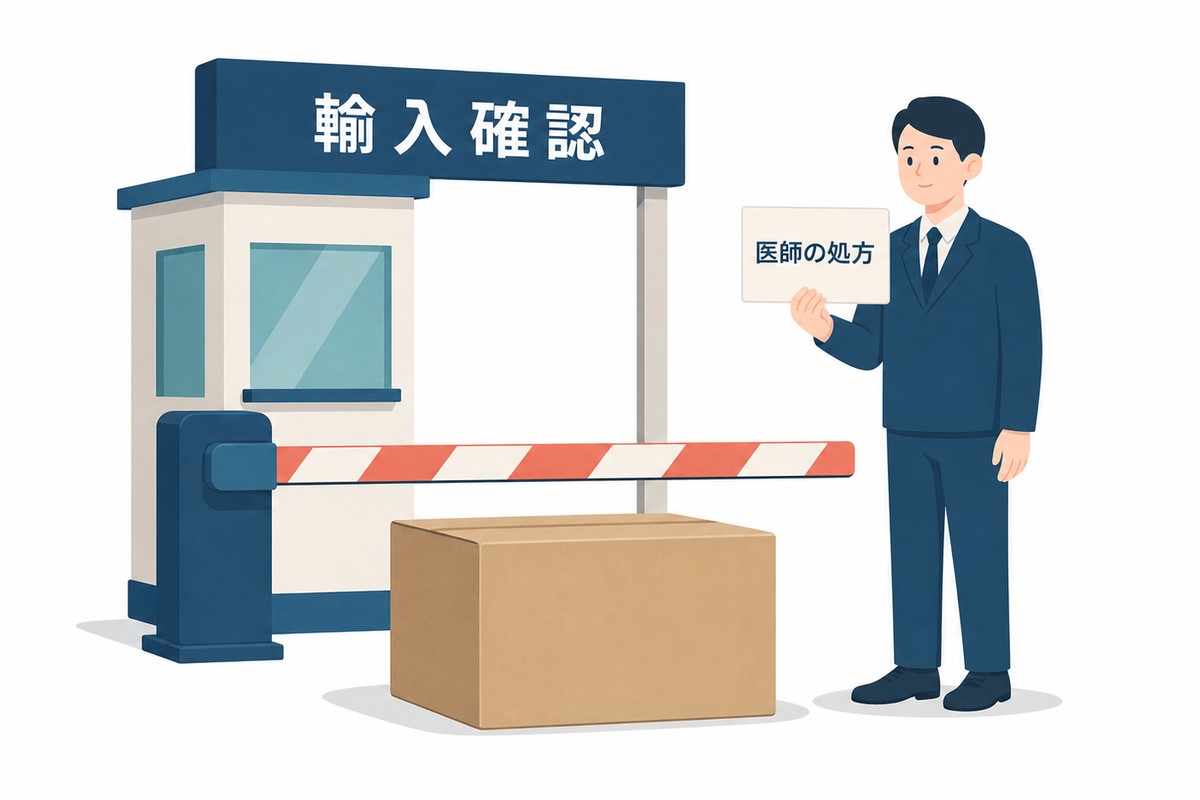 輸入には確認手続きが必要なことを示す通関の図
