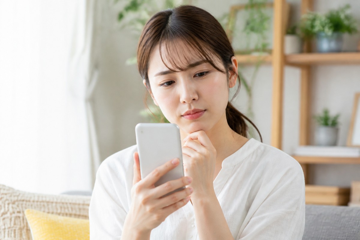 スマートフォンで口コミを見て考える日本人女性