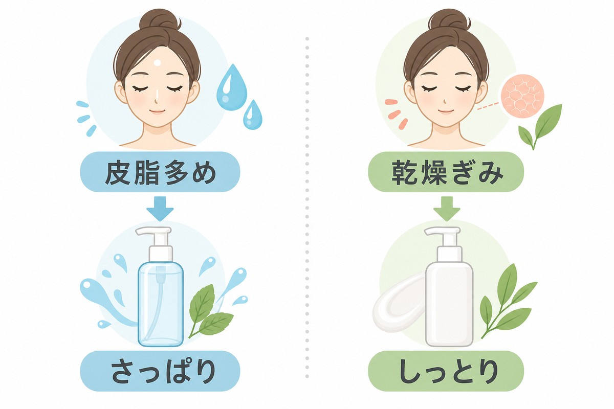 さっぱりタイプとしっとりタイプの選び分けフローチャート