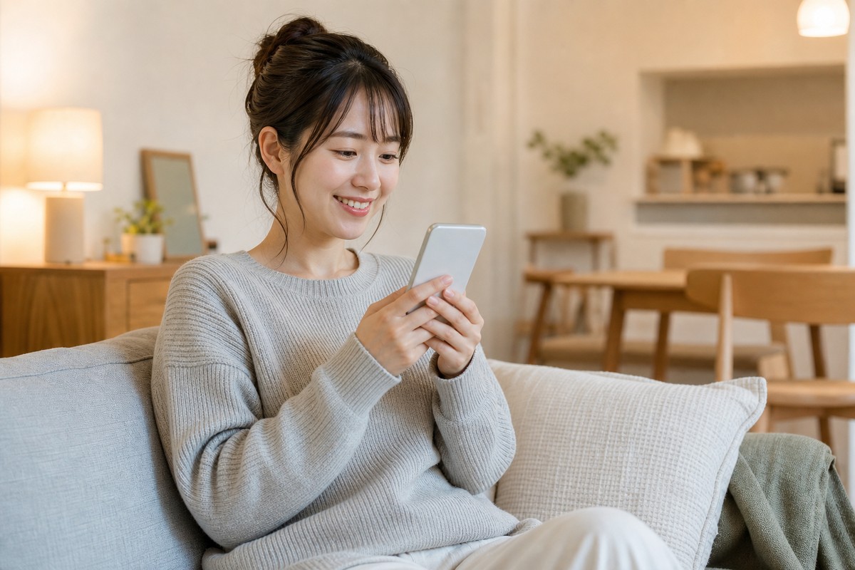 疑問が解決してすっきりした表情の日本人女性