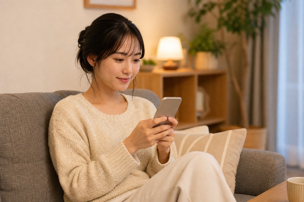 疑問が整理されて落ち着いた表情の日本人女性