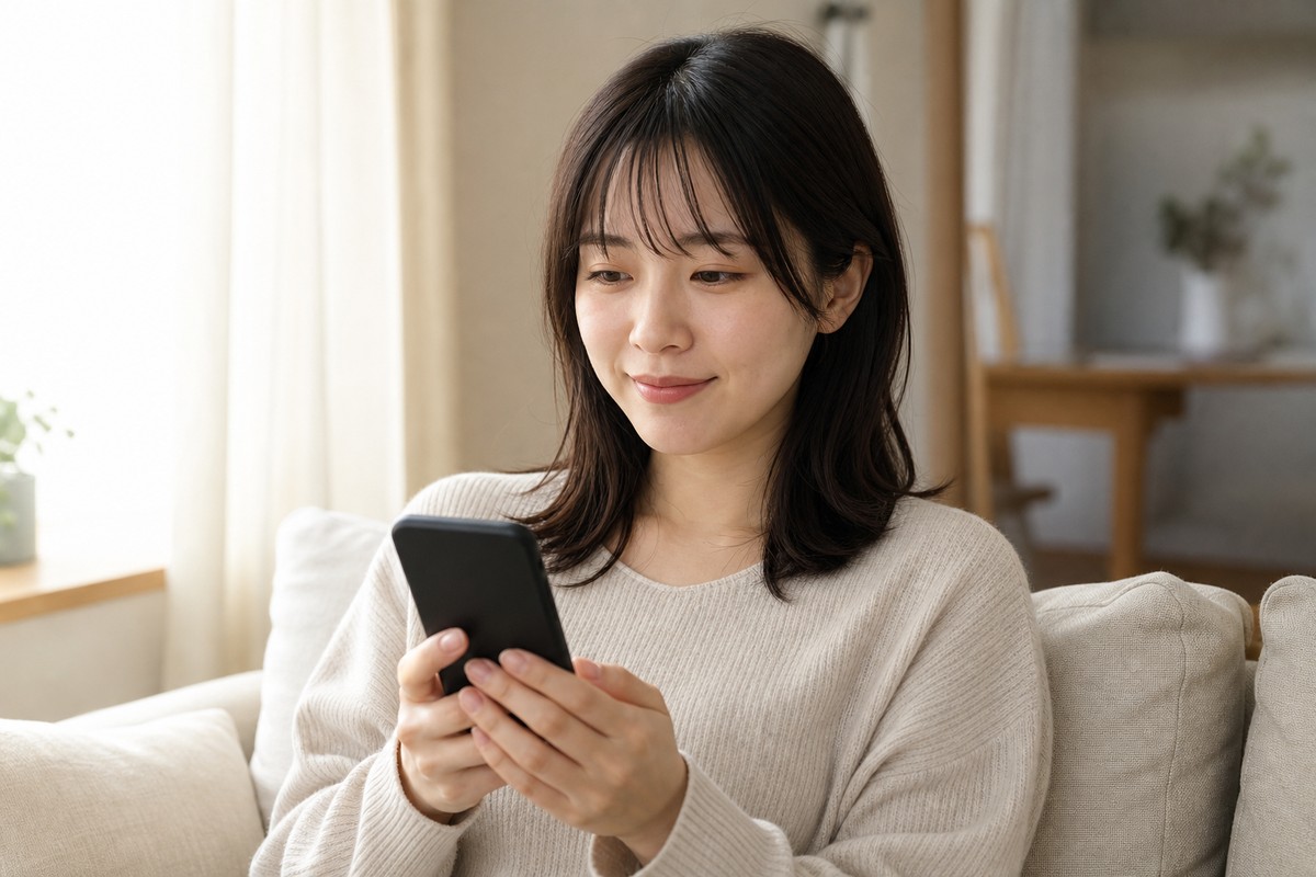 疑問が整理されて落ち着いた表情の日本人女性