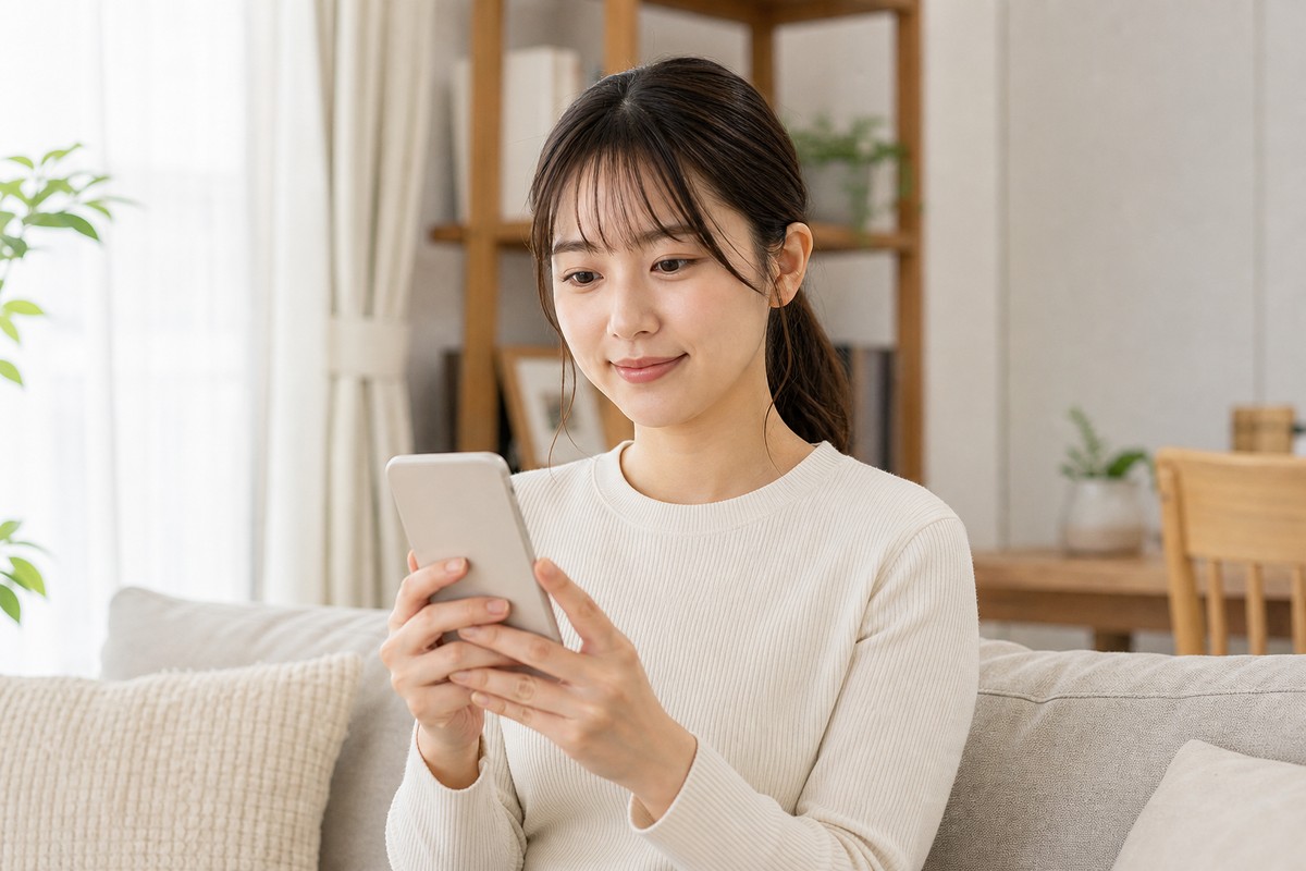 疑問が整理されて安心した表情の日本人女性
