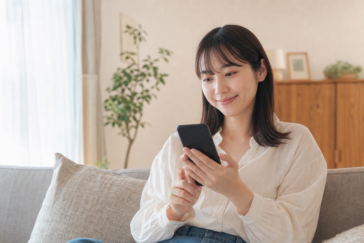 スキンケアの疑問が解決してすっきりした表情の日本人女性