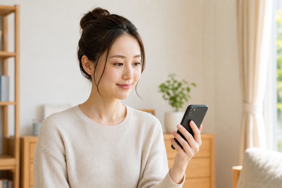 疑問が整理されて落ち着いた表情の日本人女性