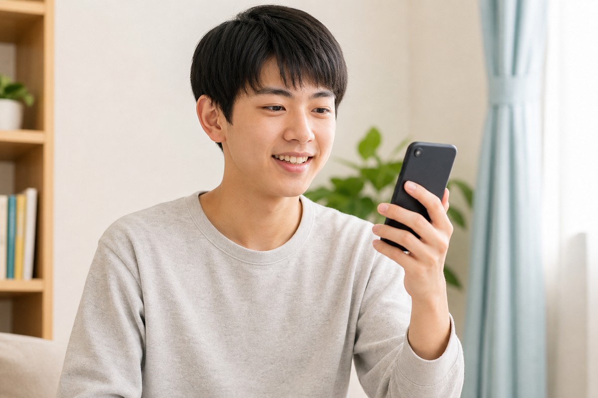 疑問が解決して安心した表情の学生