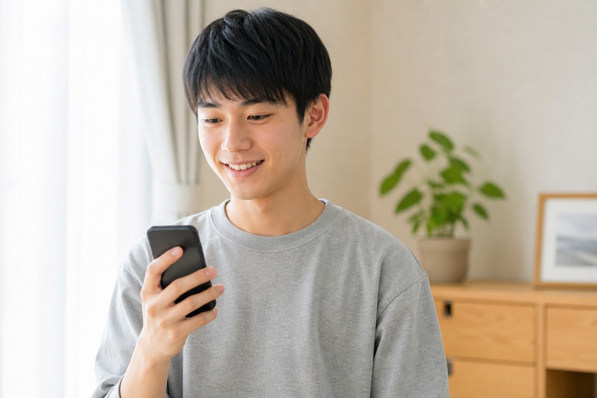 疑問が解決して安心した表情の学生