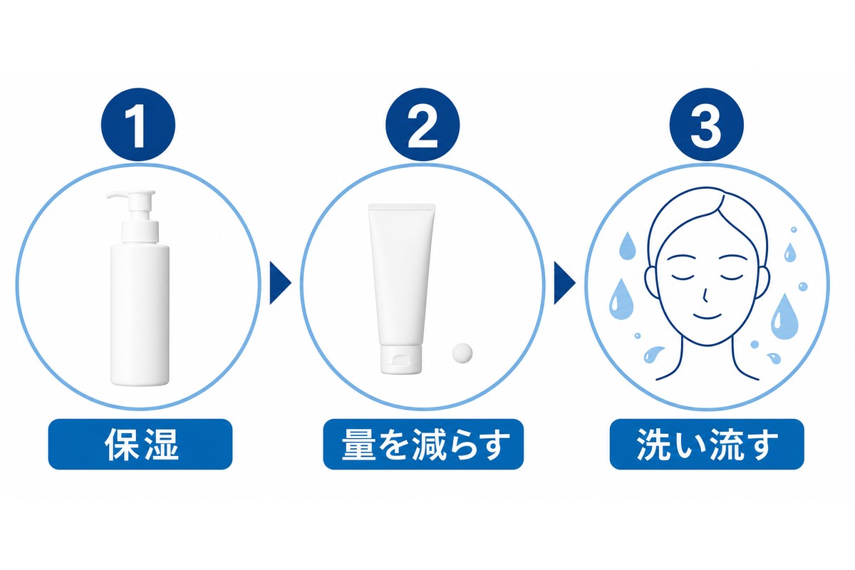 刺激症状への3つの対処を示す図解
