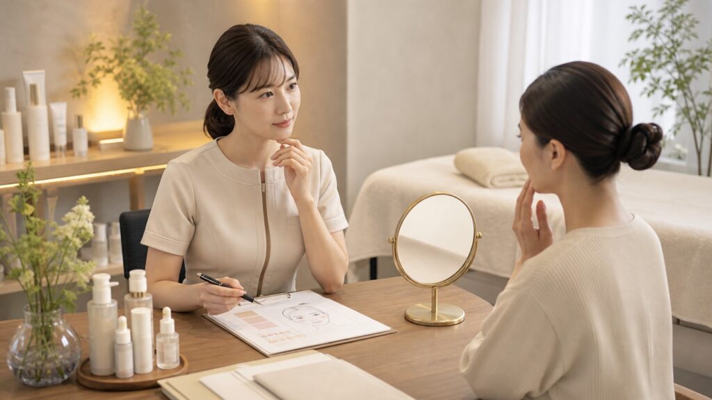 肌理論をもとに施術を判断するエステティシャン