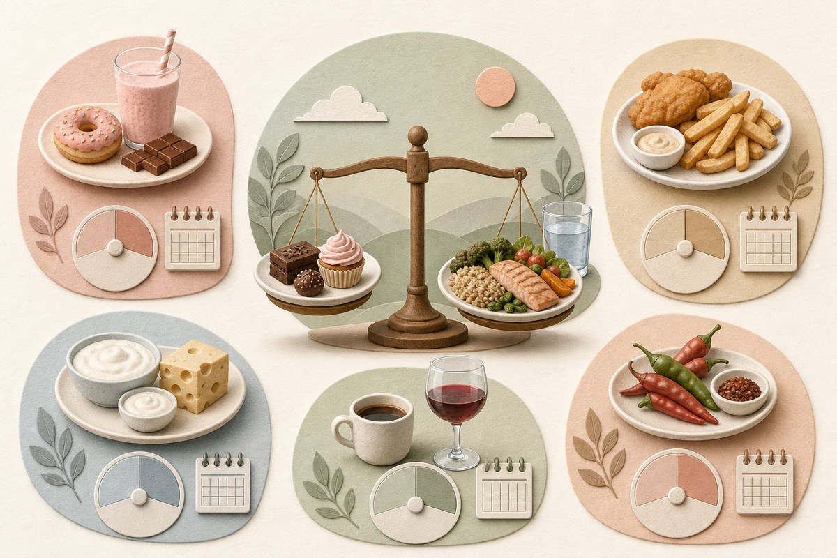 摂り過ぎに注意したい食品を禁止せず量と頻度で調整する図