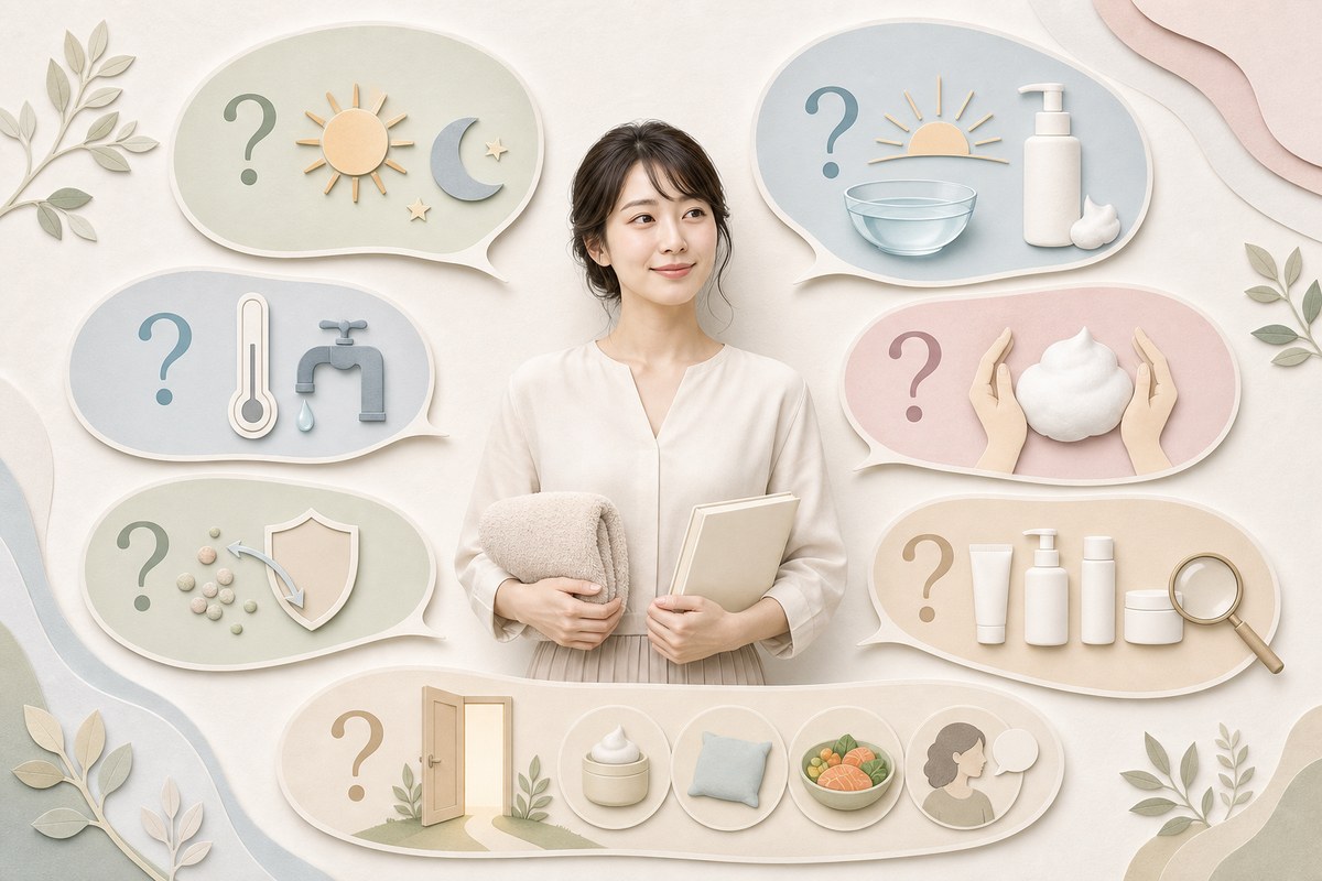 大人ニキビの洗顔に関する7つのよくある疑問を示す図