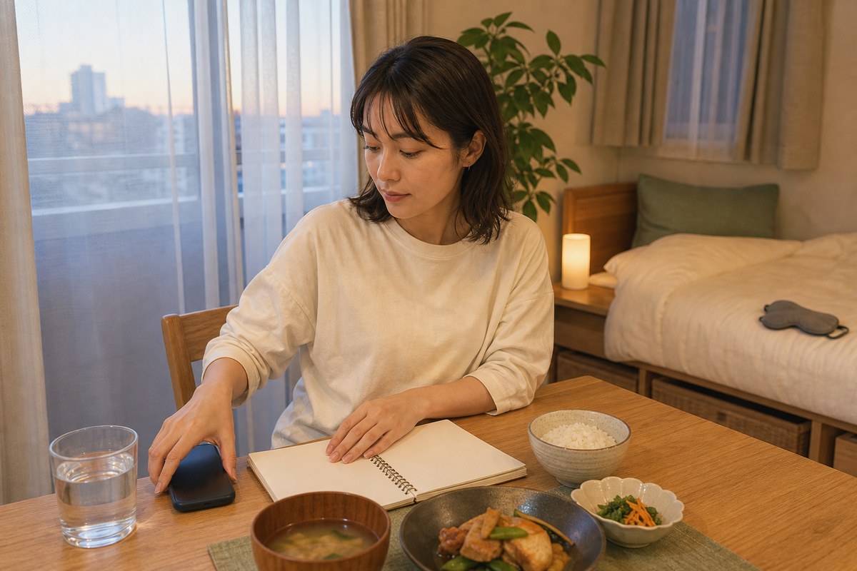 睡眠・食事・水分など肌の回復を支える生活習慣を見直す女性
