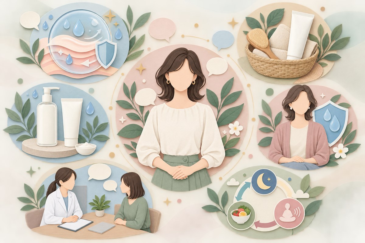 肌の更新・保湿・年代差・相談・生活周期に関する30代スキンケアFAQ図