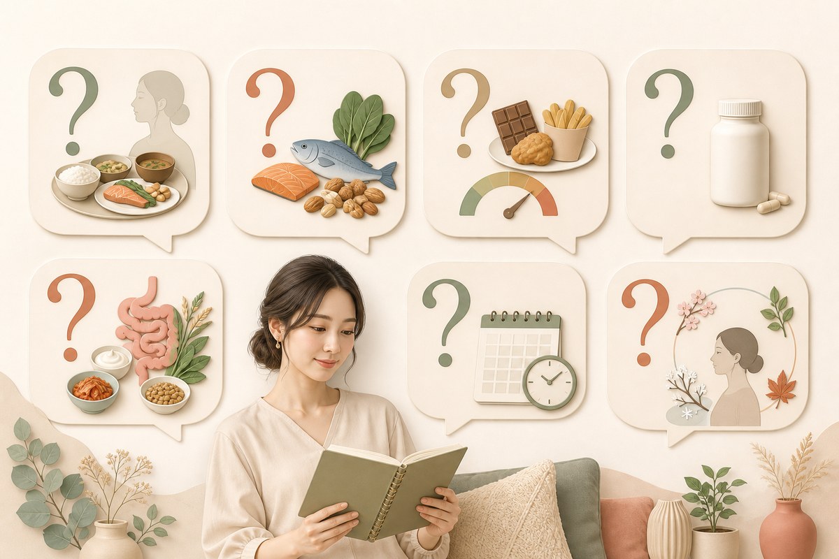 食べ物と大人ニキビに関する7つの疑問を確認する図