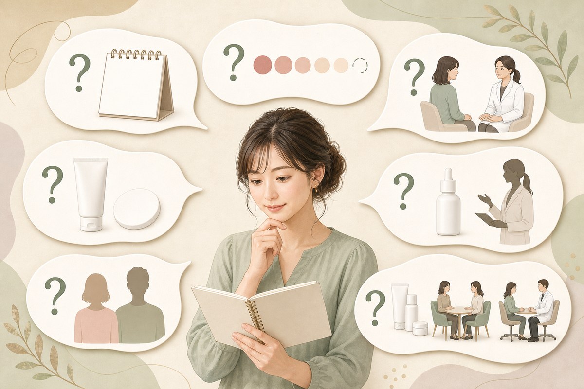 ニキビ跡セルフケアの7つの質問を確認する日本人女性