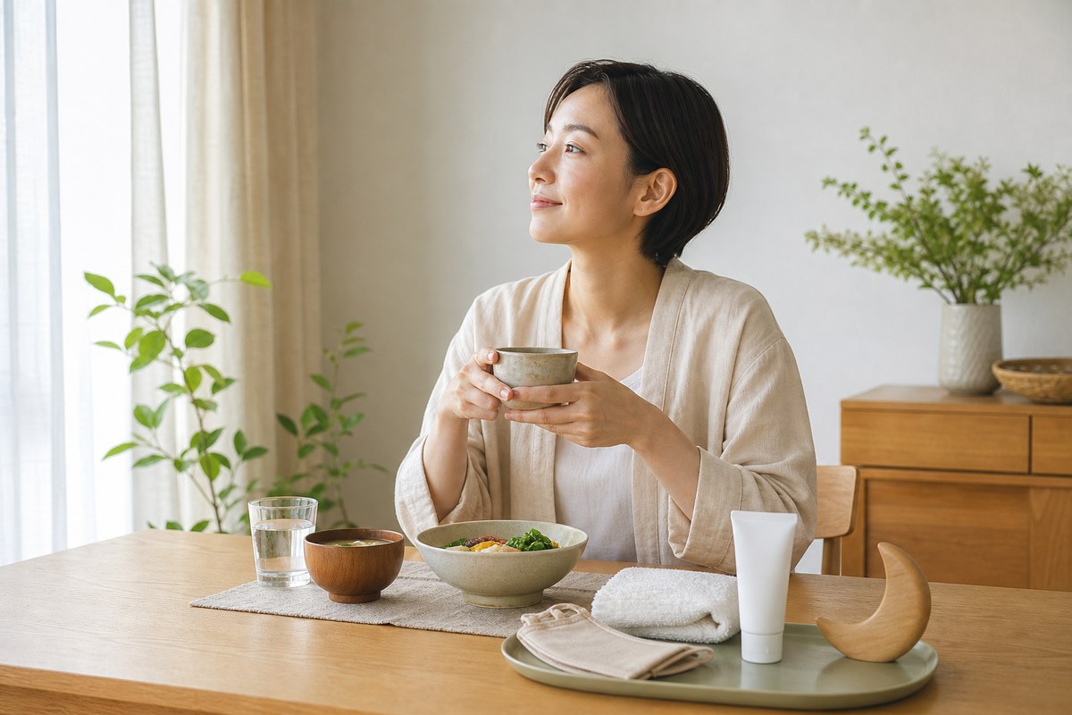 食事・水分・休息・清潔な日用品を穏やかに整える日本人女性